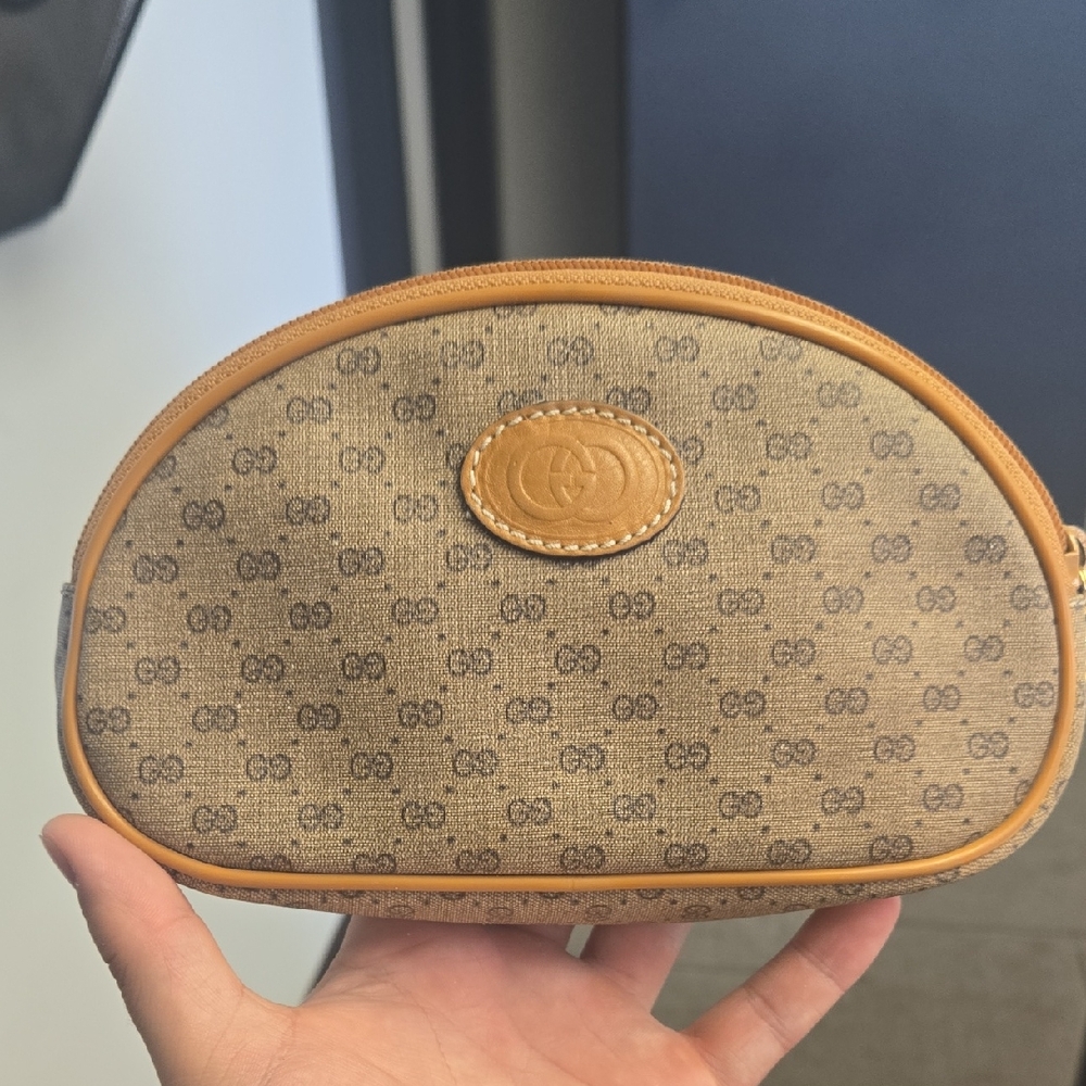 Gucci Tan Monogram Canvas Pouch